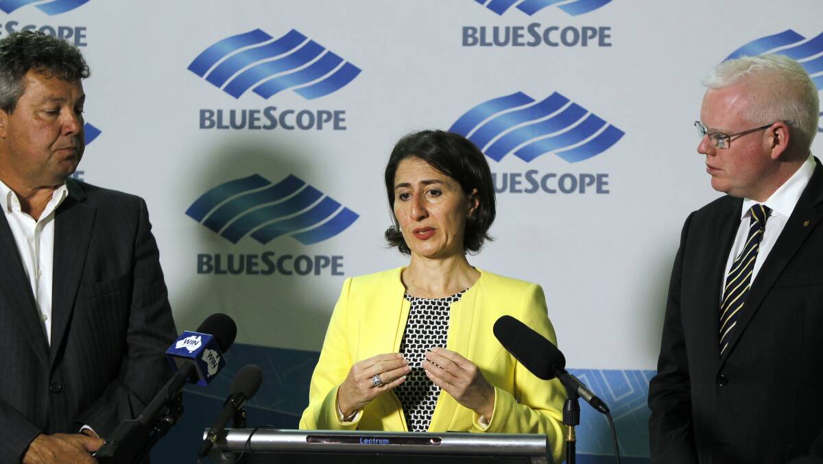 CHANGING TIMES: Former Treasurer and now Premier Gladys Berejiklian back in 2015 when the NSW Government announced tax relief for BlueScope.
