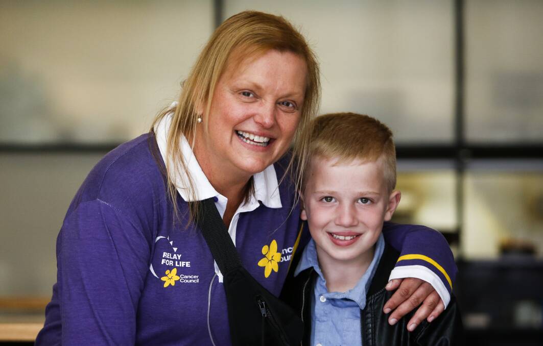 MUM'S THE WORD: Wollongong Relay for Life ambassador Angie Howes and her son Oscar. Picture: Anna Warr. 