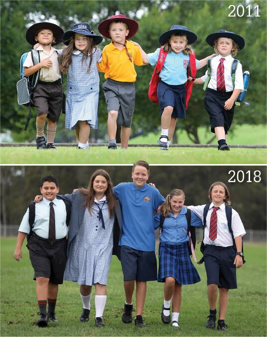 THEN AND NOW: Alexander Grech, Grace Hilton, Matthew Salm, Tamieka Platt and Conor Mountney pictured in 2011 and 2018. Pictures: Andy Zakeli and Robert Peet.