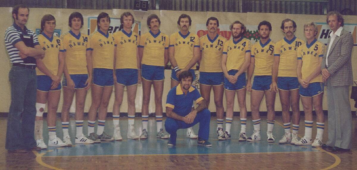 THE ORIGINALS: The 1979 Hawks line-up in the club's initial colours. Two of the Greatest Hawks feature - Jim Slacke (No. 12) and Gordie McLeod (No. 5).