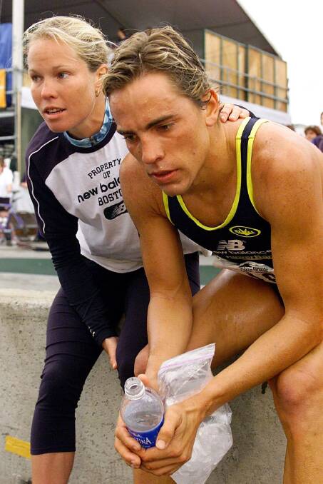 GONE BUT NOT FORGOTTEN: Loretta Harrop and her late brother Luke at the Toronto Triathlon in 2001.