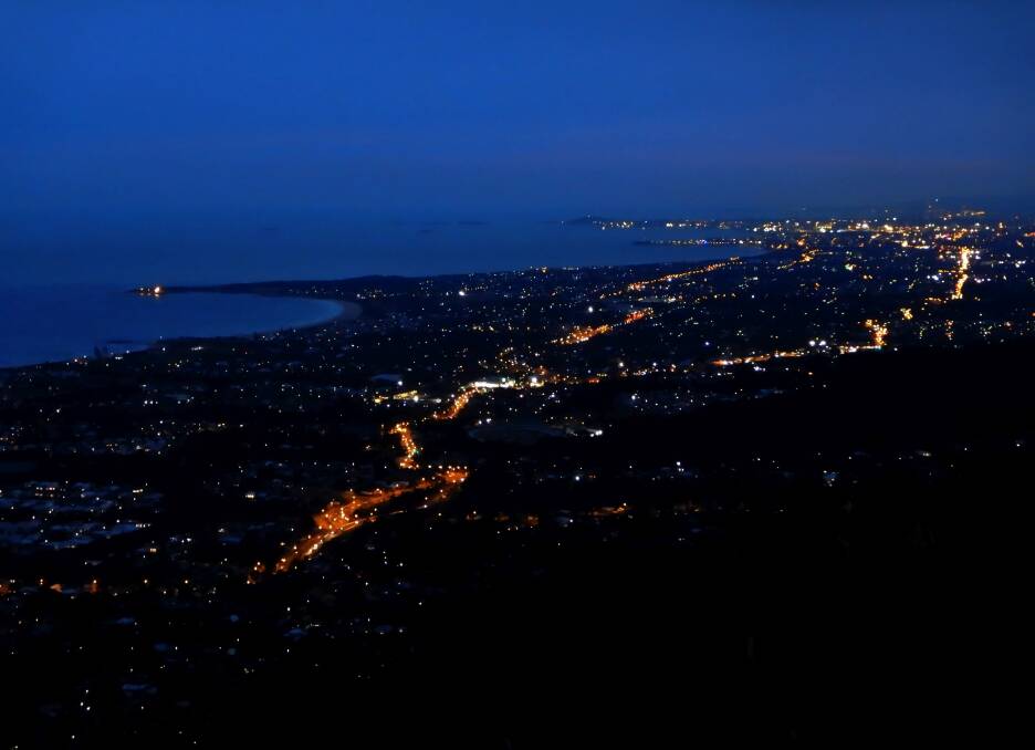 BEAUTIFUL: Wollongong and suburbs at night from Bulli Tops on August 25 by Hans Haverkamp.