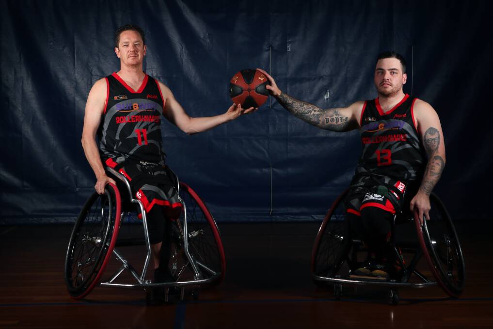 TOKYO DREAMING: Two of the Roller Hawks national team members Brett Stibners and Luke Pople. Picture: Sylvia Liber. 