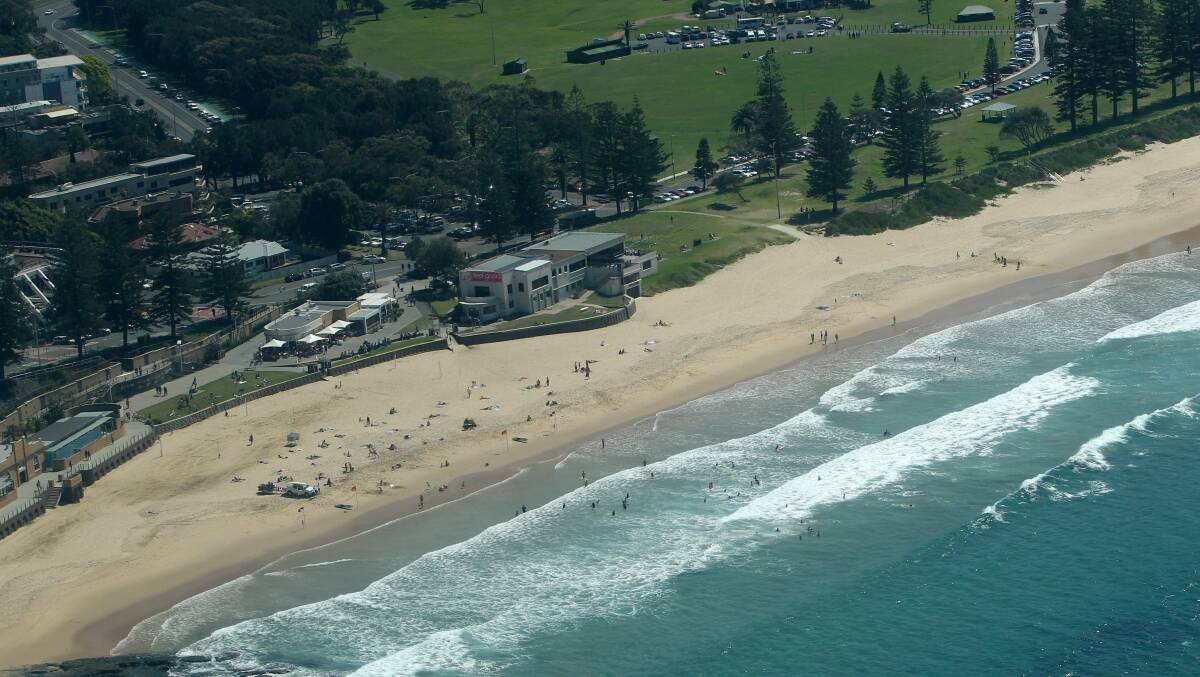 FROM ABOVE: An aerial view of North Wollongong beach. It's one of five Illawarra beaches where shark nets are installed between September 1 and April 30 each year.
