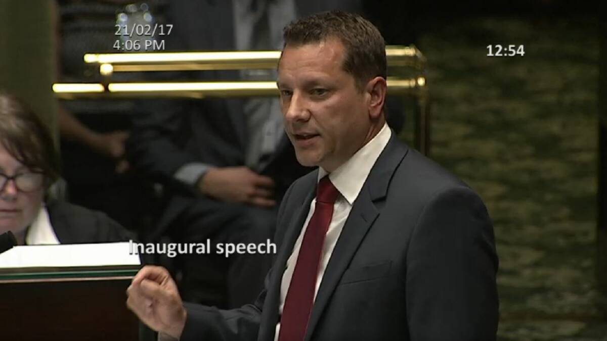 Wollongong MP Paul Scully delivers his inaugural address in the NSW Legislative Assembly on Tuesday afternoon.