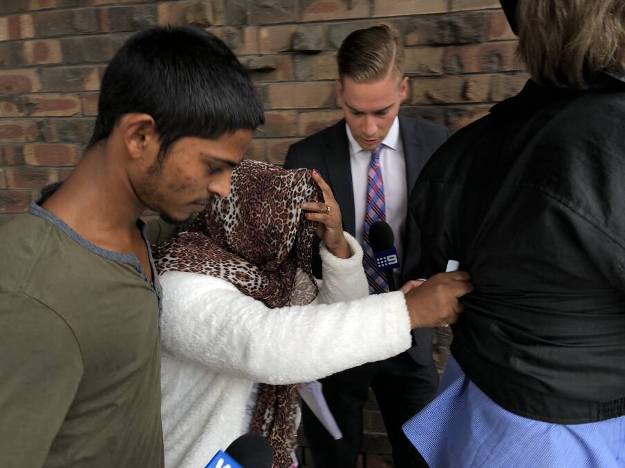 Shakuntala Mudaliar, the woman accused of assaulting five elderly residents in her care at Warrigal Warilla late last year, covers her face as she leaves Port Kembla Local Court on Wednesday. Picture: Andrew Pearson
