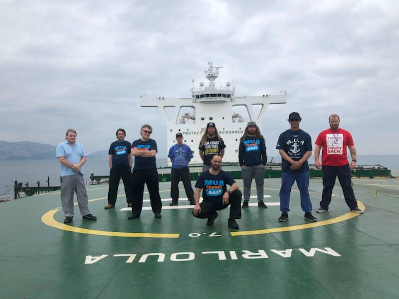 Mariloula crew on the ship's helipad. Picture: Supplied