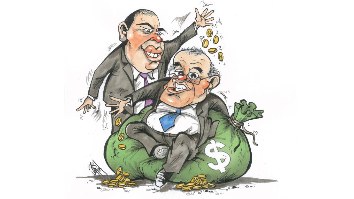 Treasurer Josh Frydenberg and Prime Minister Scott Morrison. Cartoon. Paul Dorin