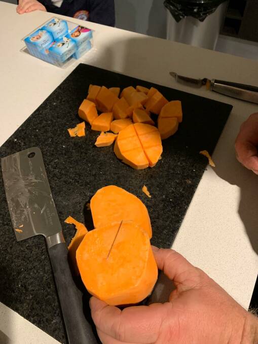 The picture Sonya Lloyd sent Woolworths after discovering a sewing needle in her sweet potato this week.