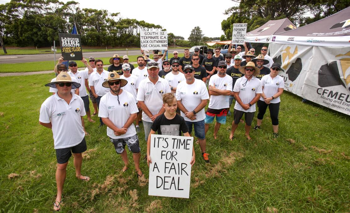 FIGHT CONTINUES: Workers outside Port Kembla Coal Terminal this week after being locked out by the company. A seven-day strike starts on Saturday. Picture: Adam McLean