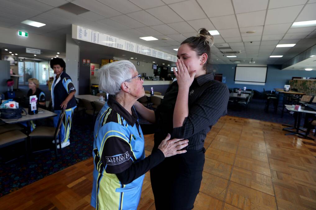 Bartender, and Dapto Bowlo junior, Chloe Koziol with supporter Beryl Taylor. "I’ve had a very great group of supportive ladies with me," Chloe says. Picture: Sylvia Liber