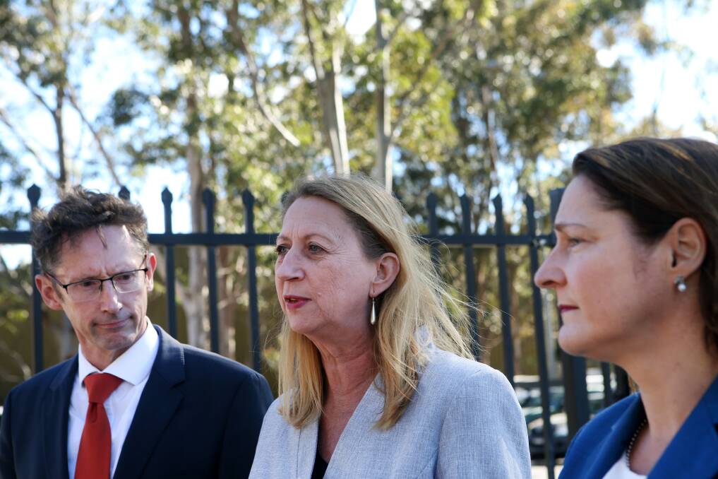 Member for Whitlam Stephen Jones, Cunningham MP Sharon Bird and Labor's Gilmore candidate Fiona Phillips.