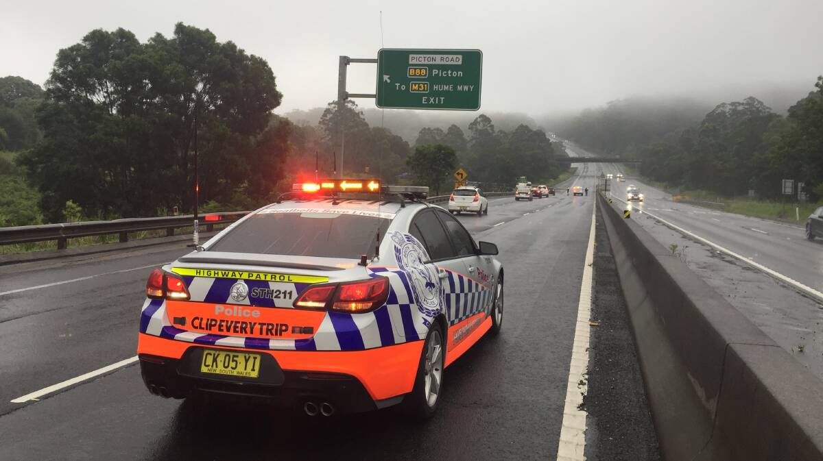 The M1 Princes Motorway is closed northbound at Picton Road. Picture: Sylvia Liber