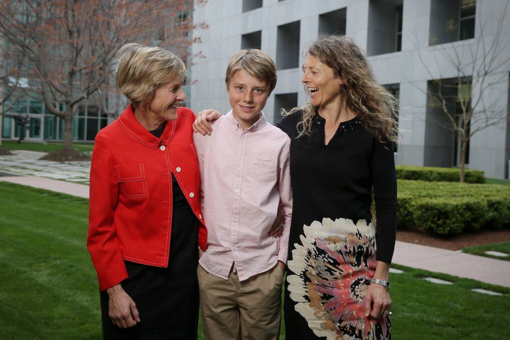 Eddie Blewett with his mums Neroli Dickson and Claire Blewett. Picture: Andrew Meares