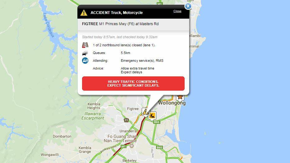 Crash causing delays on M1 at Figtree
