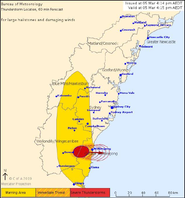 'Large hail, damaging winds likely': storm warning issued for the Illawarra