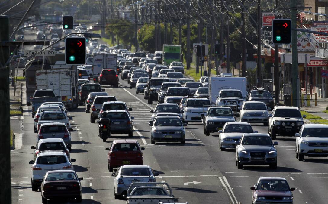 Bumper-to-bumper traffic on the Princes Highway through Albion Park Rail. Picture: Andy Zakeli