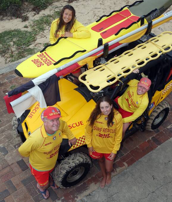 SAVIOURS: Bulli SLSC members Stuart Brown, Kiah Taylor, Morgan Richards and Dean Dudley. The crew won the NSW Rescue of the Month award for saving swimmers dragged 100 metres out to sea in December. Picture: Robert Peet