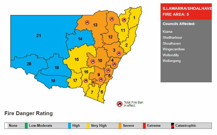 Illawarra fire ban declared ahead of hot and windy Wednesday