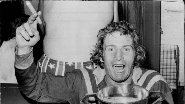 Graeme Langlands after leading Australia to their 22-18 win in the third Rugby League Test at the SCG in 1974. Picture: John O'Gready/Fairfax Media