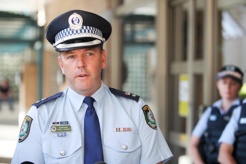Wollongong police Superintendent Chris Craner speaks with the media after the incident at a Bulli Tops picnic area on Sunday. Picture: Adam McLean