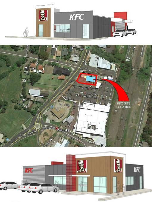 COMING SOON?: Woolworths wants to build a 24/7 KFC restaurant at its shopping precinct on the corner of the Princes Highway and Molloy Street, Bulli. Pictures: Supplied