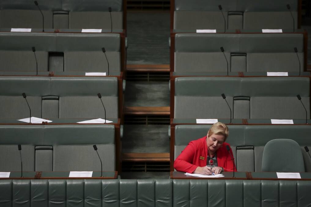 Outgoing Liberal Gilmore MP Ann Sudmalis inside the lower house of Parliament House in Canberra on Monday night. Picture: Alex Ellinghausen