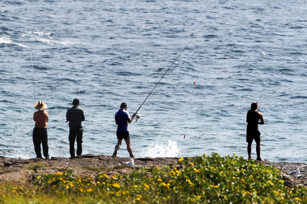 Rock fishers at Bass Point earlier this year. Picture: Adam McLean