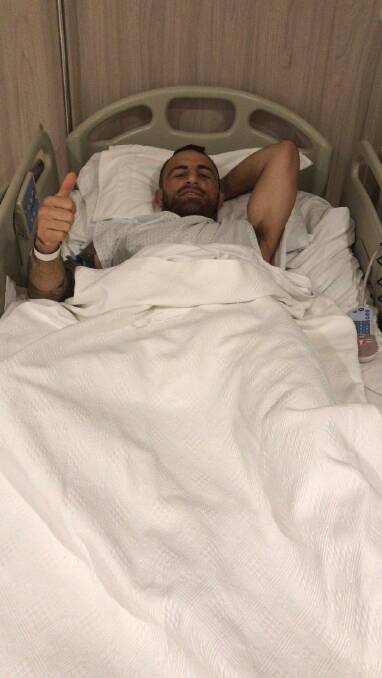 Alex Volkanovski in hospital in Chile. Picture: Supplied.