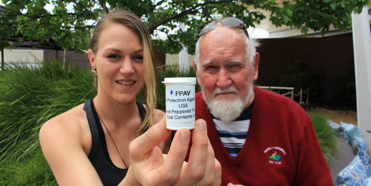 Pepper power: Cass Schlitz and Ian Stroud with a small container filled with black pepper that Mr Stroud believes could help to save a woman's life. Picture: Melanie Leach