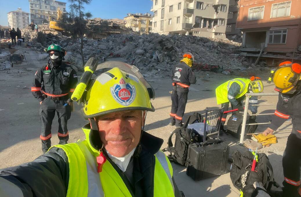 Wollongong firefighter Stuart Willick on deployment in Turkey after it was struck by a 7.8 magnitude earthquake on February 6, 2023. Picture by Stuart Willick