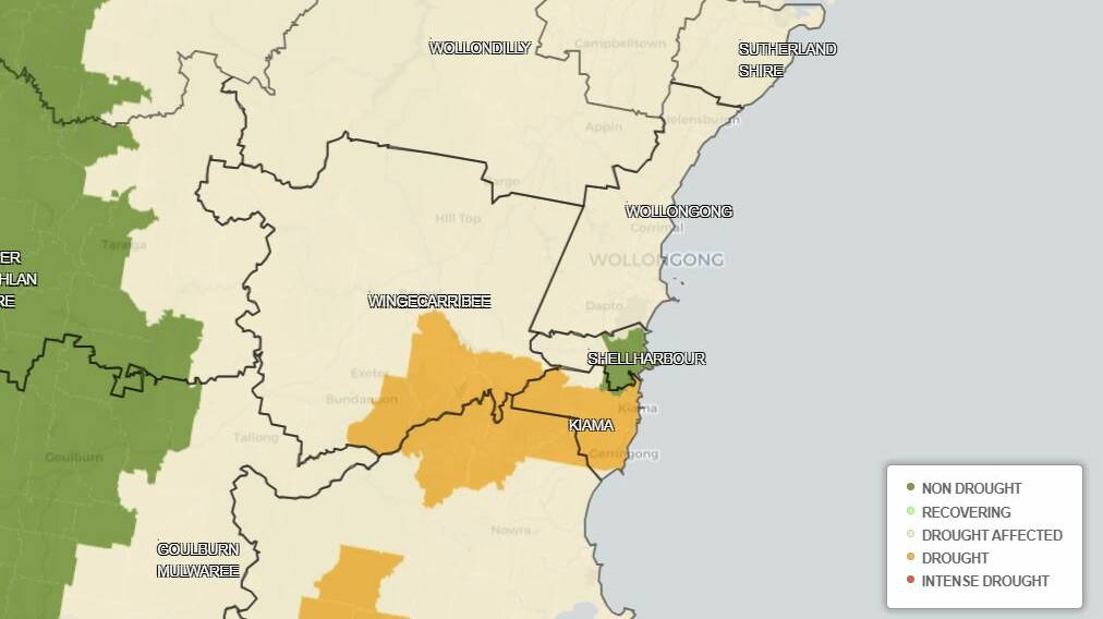 Most of the Illawarra is in drought or drought affected. Image by Department of Primary Industires