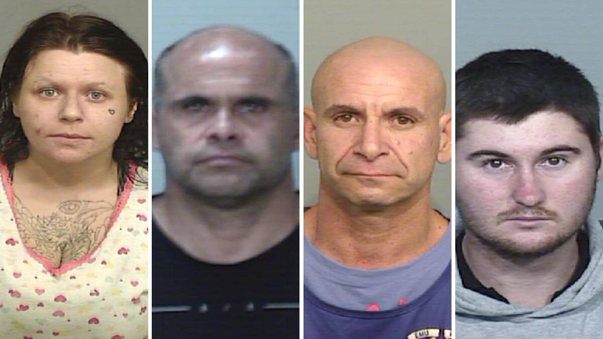 Jessica Calvert, James Morris, Ricky Walker and Joshua Connelly are on the run from police. Pictures by Lake Illawarra Police District 