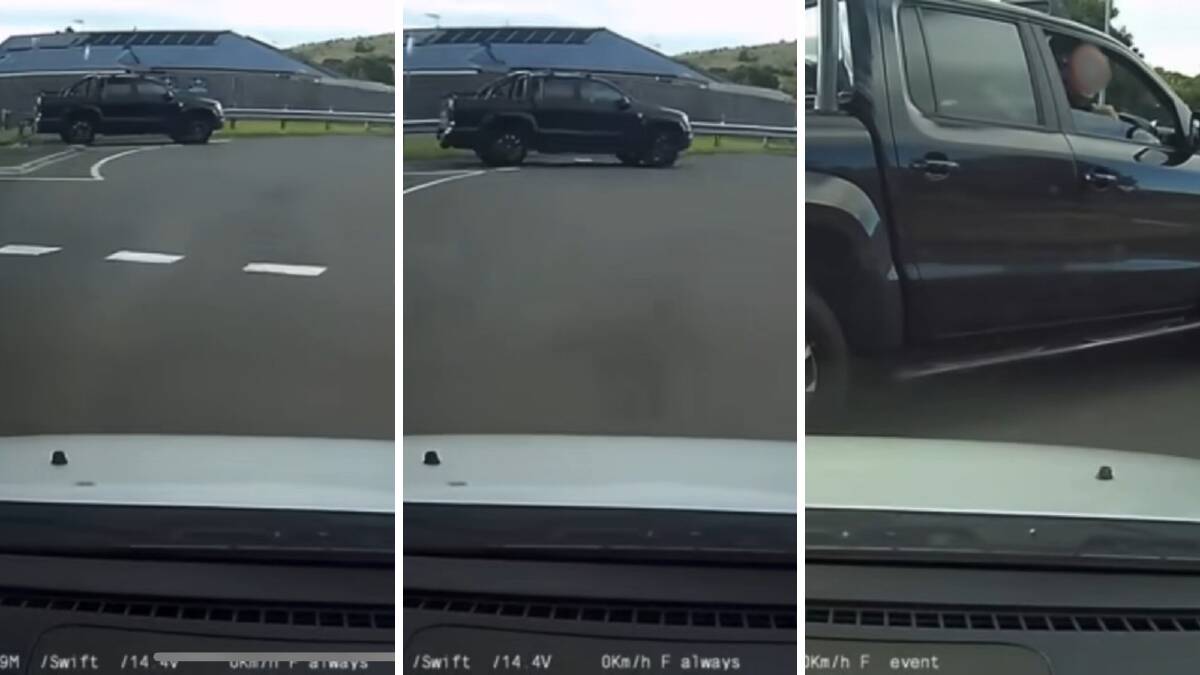Two motorists dispute who is in the right at a roundabout in Albion Park. Pictures by Dash Cam Owners Australia