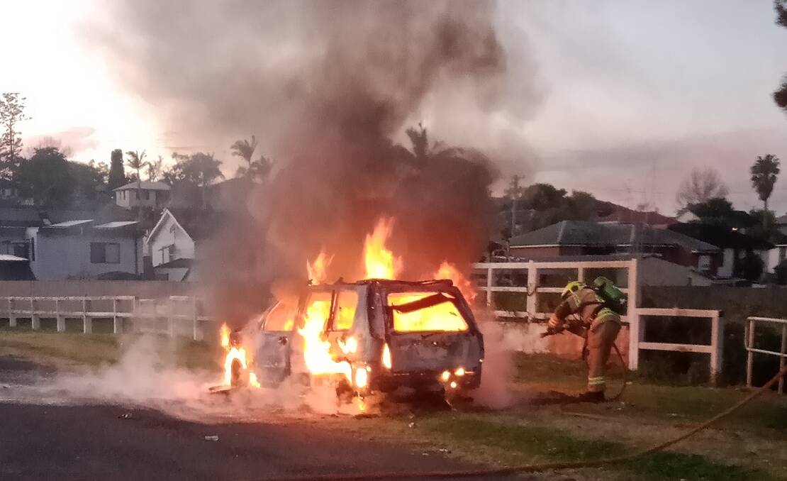 Fire and Rescue NSW Dapto crews were called to this car fire on August 11, 2023. Picture by FRNSW Dapto 