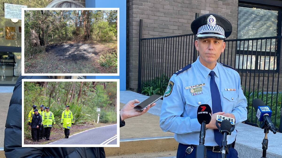 NSW Police Superintendent Craig Middleton said they have been unable to contact the owner of the burnt-out vehicle that had a body inside. Pictures by Nadine Morton, Sylvia Liber