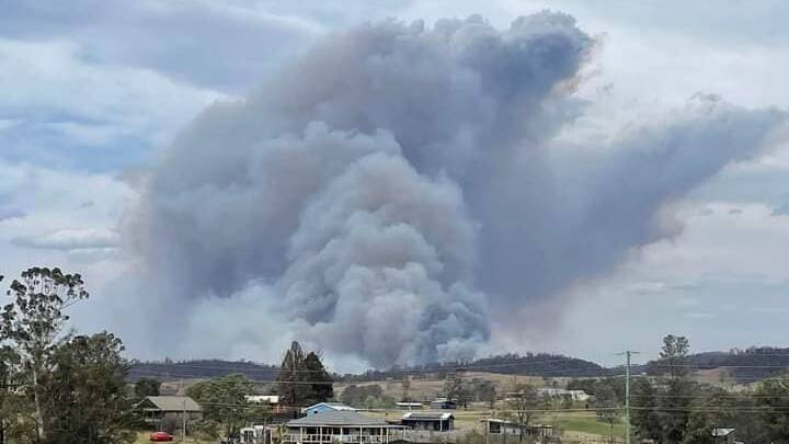 An out-of-control bushfire burning between Bermagui and Cobargo. Picture by Tathra RFS Brigade