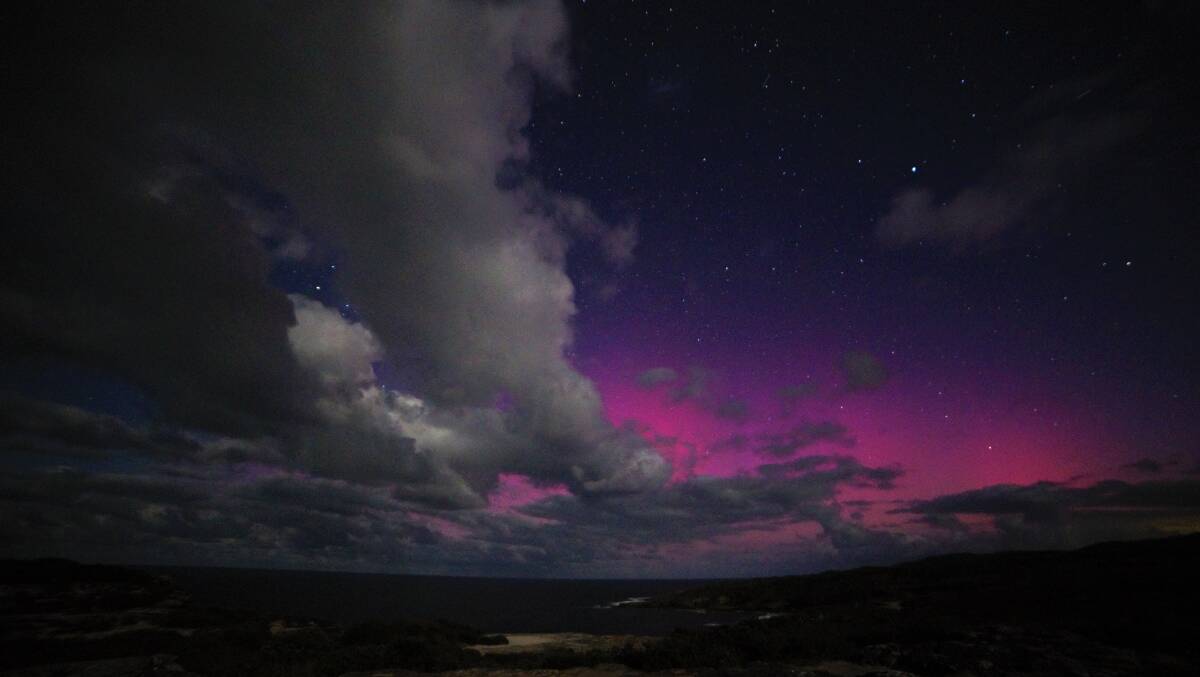 The beautiful colours of the aurora over Jervis Bay as captured by Shannon Lawrence on Monday, February 27, 2023. Picture by Shannon W Lawrence single image photography