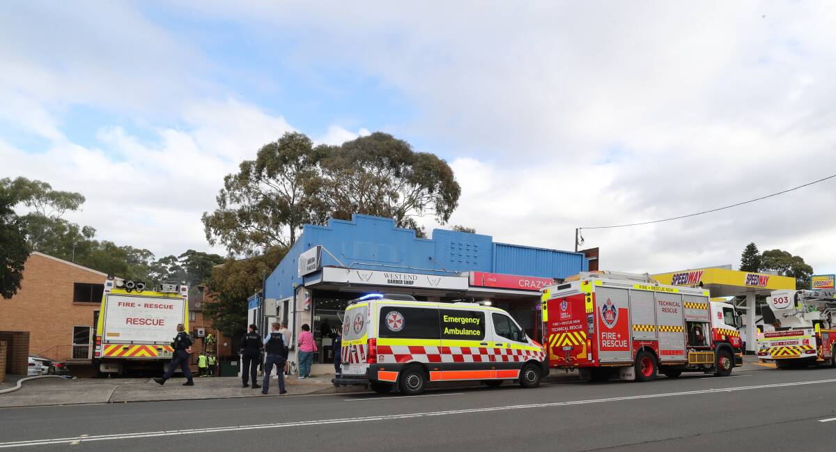 Emergency services at the scene of a unit fire on Crown Street at West Wollongong on Monday, May 13, 2024. Picture by Robert Peet