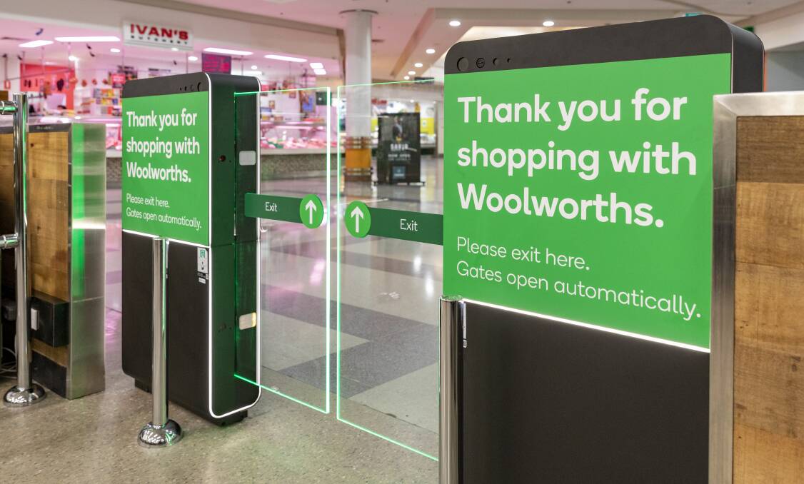 Exit gates were put on trial in some Woolworths stores in August, 2023. Picture supplied
