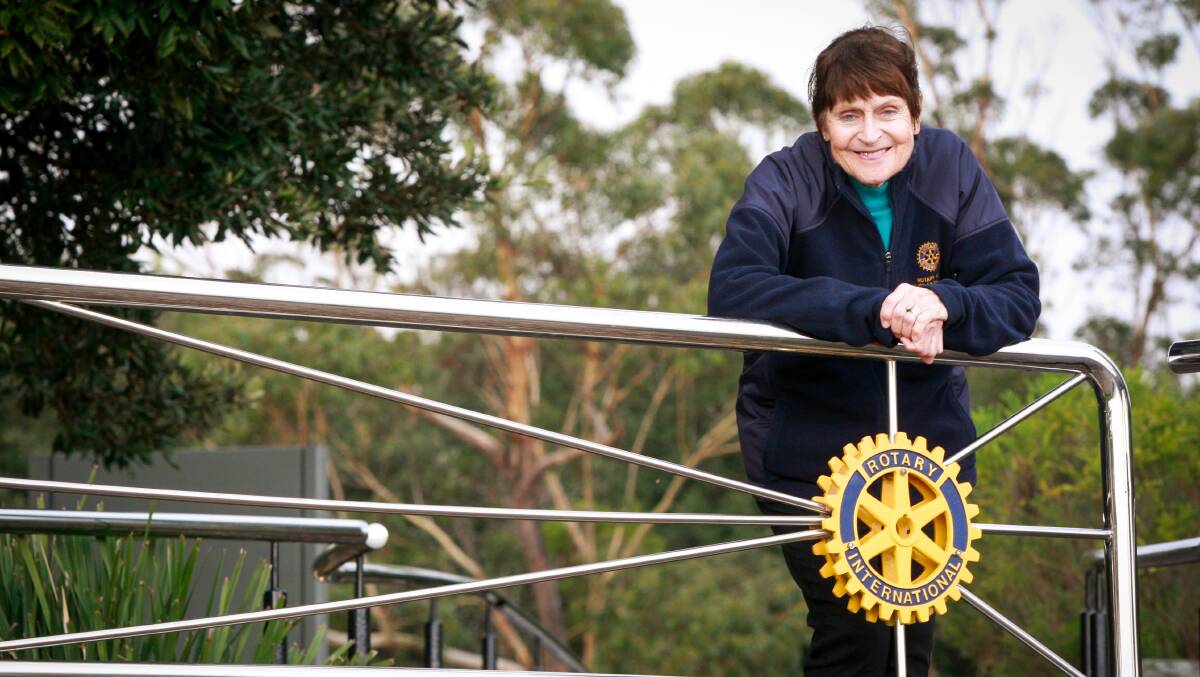 Dot Hennessy in 2017 when she was honoured with an Order of Australia (OAM) medal. She's photographed at Mount Keira Summit Park, which was originally established by her club, the Rotary Club of Wollongong. Picture by Georgia Matts
