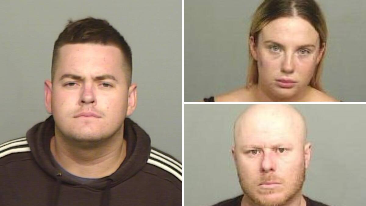 (clockwise from left) Tony Gladden, Felicity Green and Daniel Davies are wanted by police. Picture by Lake Illawarra Police District