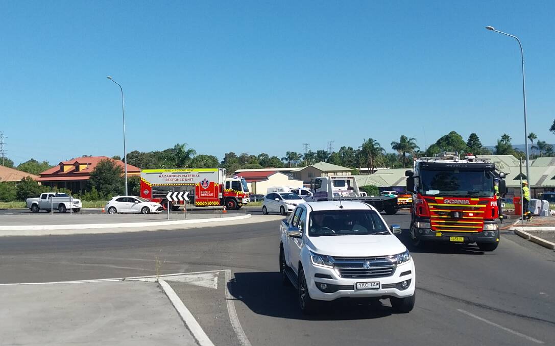 HAZMAT crews are on scene at a diesel spill at Kembla Grange. Picture by Wes Lonergan