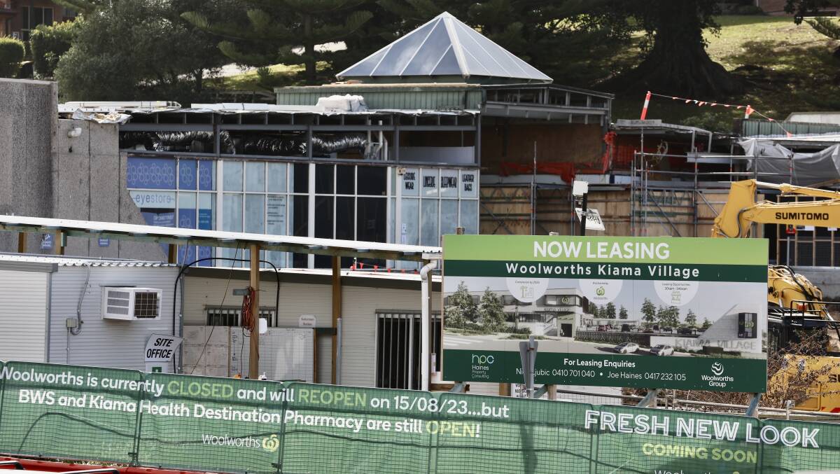 The Woolworths pop-up shop at Kiama Village is closed following a workplace accident on July 27. The centre's renovations are due for completion by December 2023. Picture by Adam McLean