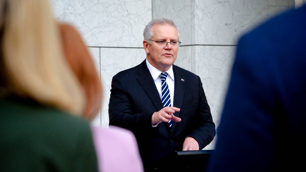 Prime Minister Scott Morrison has unveiled a new roadmap to lead Australia out of the COVID-19 pandemic. Picture: Elesa Kurtz