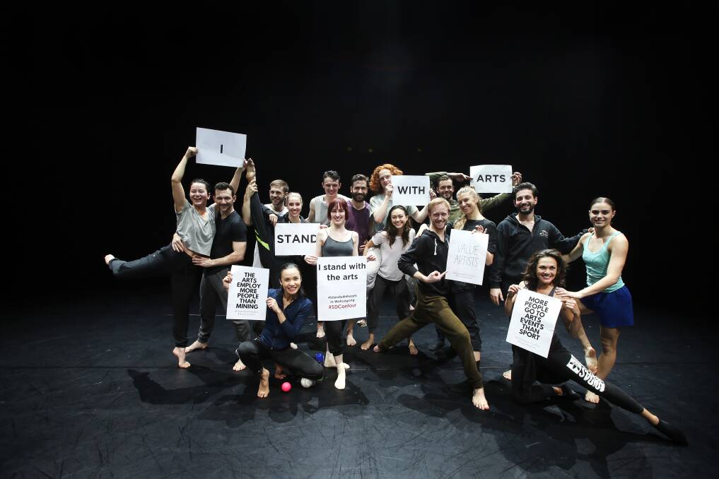 TAKING A STAND: Performers from the Sydney Dance Company kick off the call to action in Wollongong at IPAC on Friday. They're calling for the public to push governments support the arts. Picture: Sylvia Liber