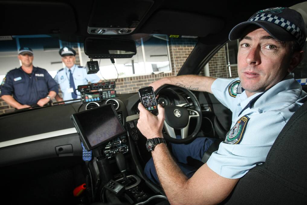 Acting Sergeant Gareth Neil of Highway Patrol with leading Senior Constable Jason Hall (left) and crime prevention officer, Acting Sergeant Mark Scott. Picture: DYLAN ROBINSON