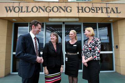 Health Minister Nicola Roxon at the hospital late last month with MP Stephen Jones, hospital general manager Nicole Sheppard and MP Sharon Bird.  Picture: Orlando Chiodo