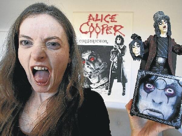 Bronwyn Cox with items from her Alice Cooper collection. Picture: KIRK GILMOUR