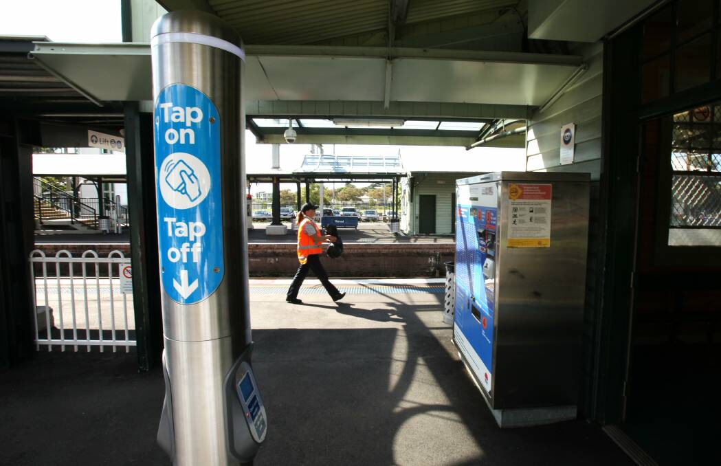 The Opal card machines at Thirroul Railway Station. Picture: KIRK GILMOUR